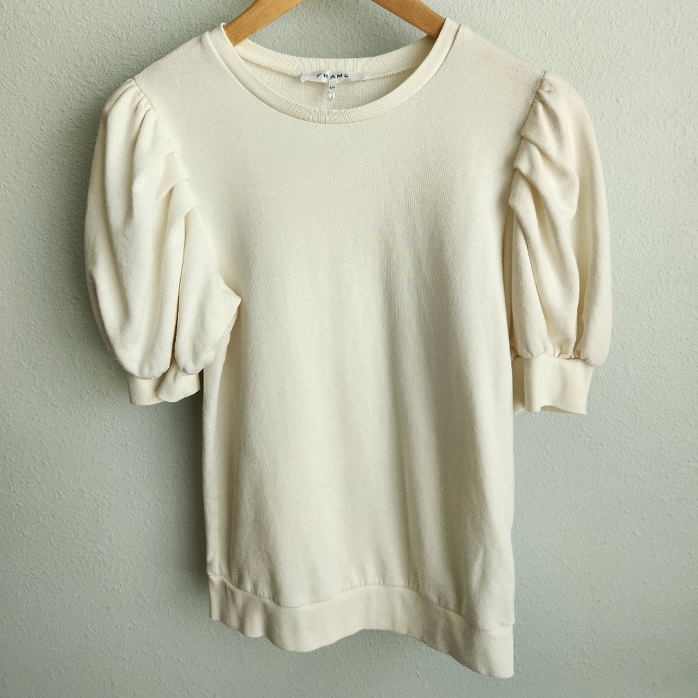 Frame off White Short Sleeve Sweatshirt Top Size S